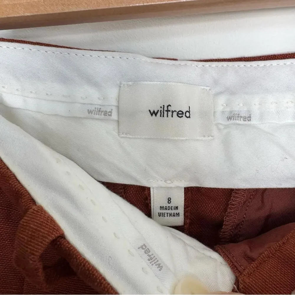 Aritzia Wilfred Carrot High Waisted Tapered Linen Trousers - Anise - 8